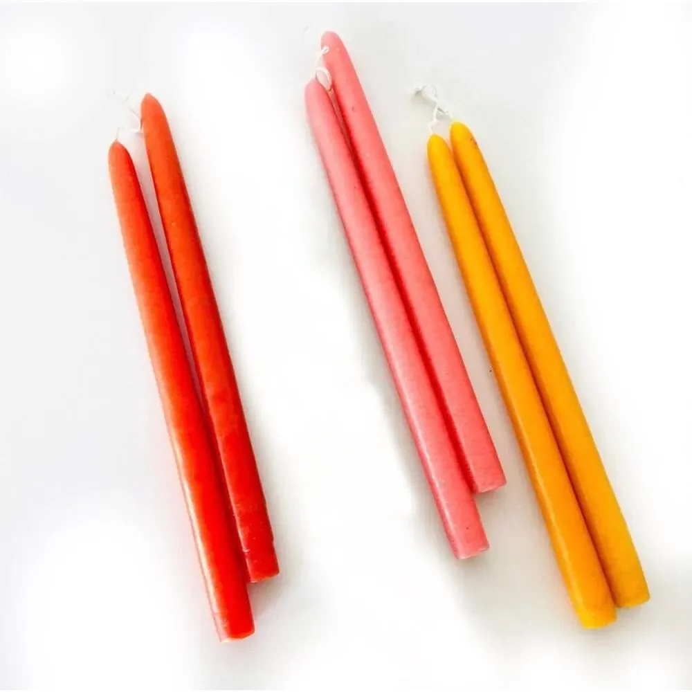 NEW ANTHROPOLOGIE Multi Red 11” Classic Paraffin Wax Taper Candle Sticks S/3